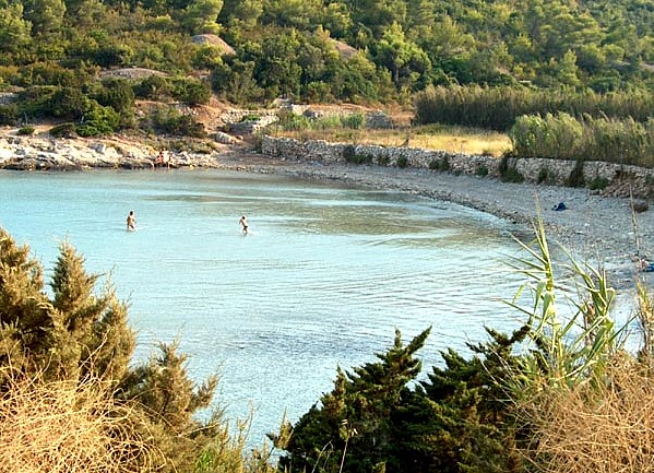 Pebble beach on the island of Vis