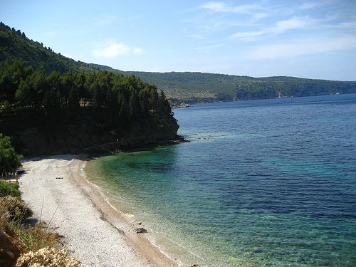 Pebble beach Kamenice near the town of Komiza